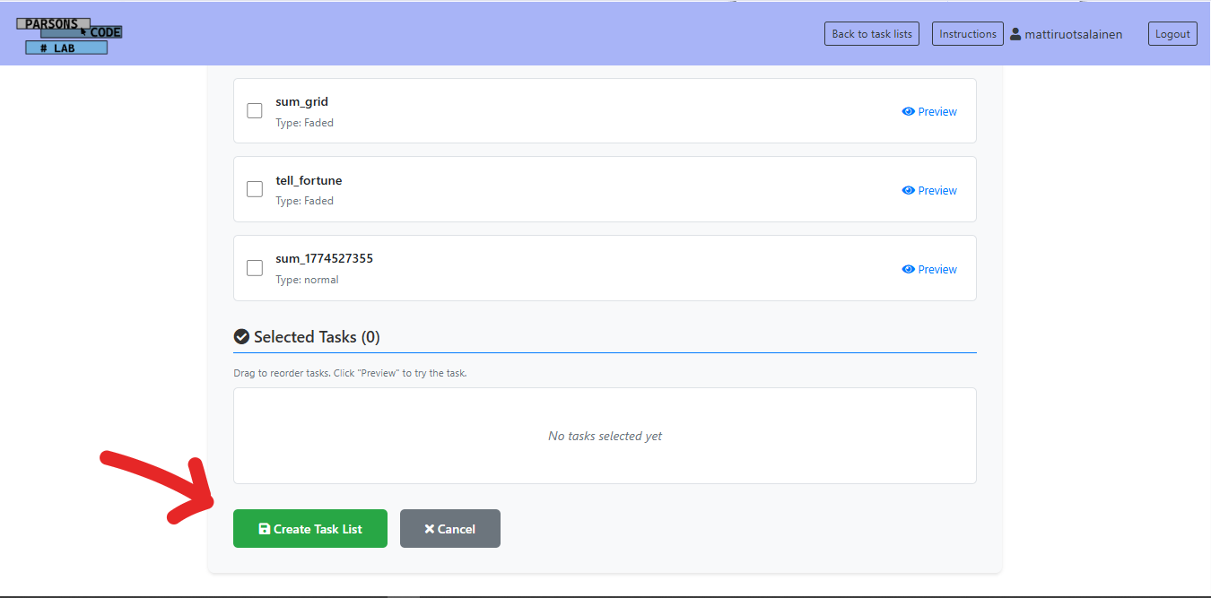 Create New Task Set form part 3